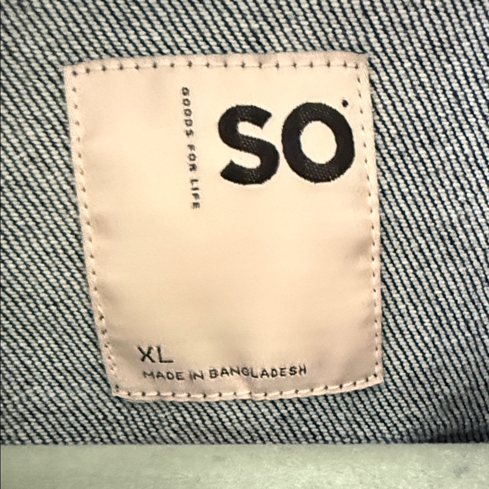 SO Two-Tone Denim Bomber Jacket in Dark and Light Blue - Picture 2 of 3
